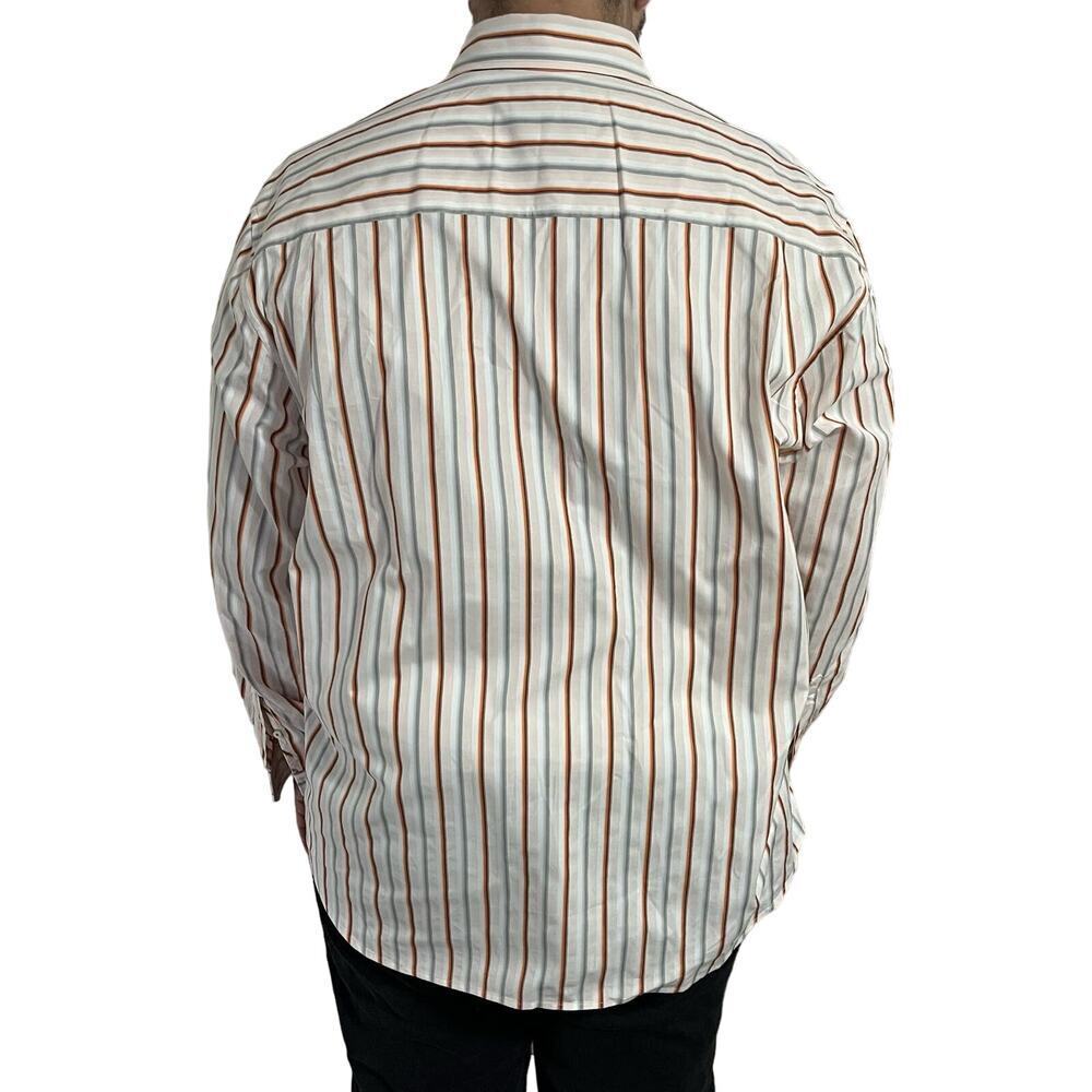 Tommy Bahama XXL striped cotton button down shirt orange gray white casual - Picture 3 of 10